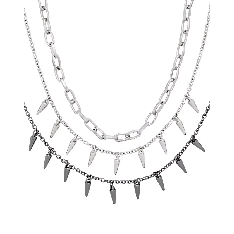 Multi-Pack Chain Spike Choker Necklaces - 3 Pack