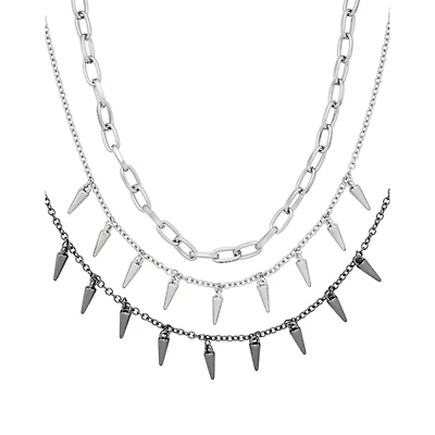 Multi-Pack Chain Spike Choker Necklaces - 3 Pack