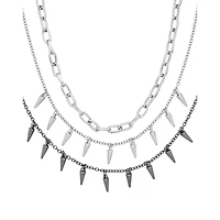 Multi-Pack Chain Spike Choker Necklaces - 3 Pack