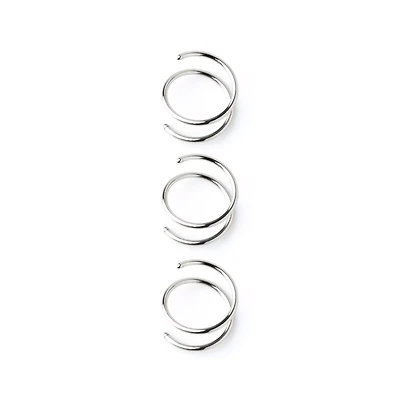 Multi-Pack Silvertone Spiral Nose Hoops 3 Pack - 20 Gauge
