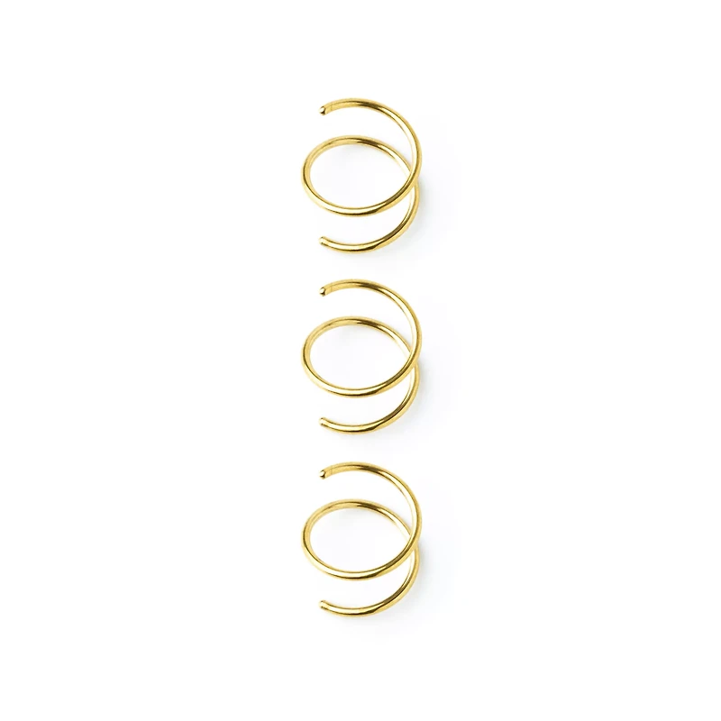 Multi-Pack Goldtone Spiral Nose Hoops 3 Pack - 20 Gauge
