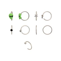Multi-Pack Alien and Star Nose Hoops 9 Pack - 20 Gauge