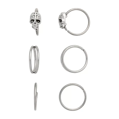 Multi-Pack Skull and Illusion Double Hoops 6 Pack - 20 Gauge
