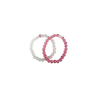 White and Pink Long Distance Beaded Bracelets