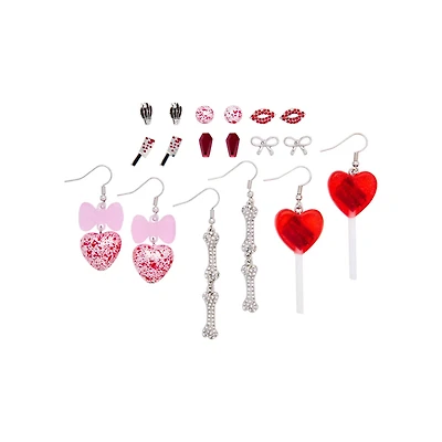 Multi-Pack Love & Death Stud Earrings and Dangle Earrings 9 Pair - 20 Gauge