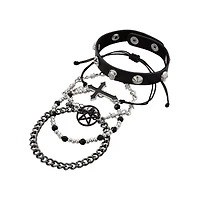 Multi-Pack Pentragram and Cross Chain Bracelets - 5 Pack