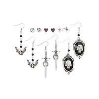 Multi-Pack Gothic Studs and Dangle Earrings
