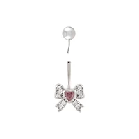 Heart Bow Dangle Belly Ring - 14 Gauge