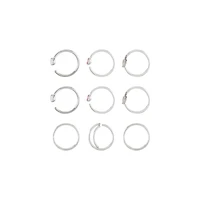 Multi-Pack Pink and Clear CZ Heart Nose Hoops 9 Pack - 20 Gauge