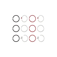 Multi-Pack Red and Black Skull Nose Hoops 12 Pack - 20 Gauge