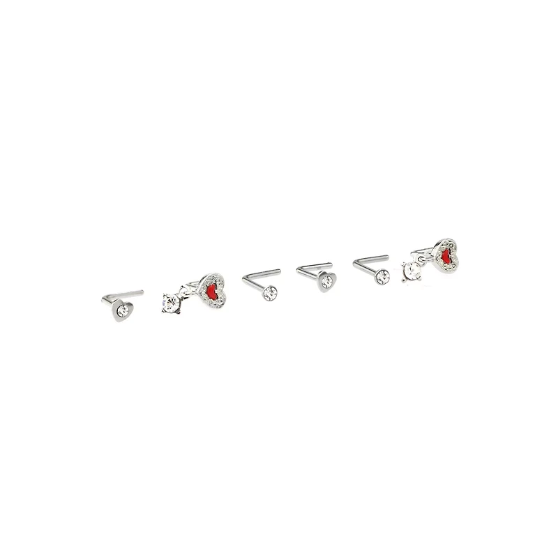 Multi-Pack Red Heart L-Bend Nose Pins 6 Pack - 20 Gauge