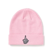 Pink Skeleton Middle Finger Cuff Beanie Hat