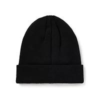 Black Lace-Up Cuff Beanie Hat