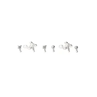 Multi-Pack Silvertone Pearl Effect Pin Nose Rings 6 Pack - 20 Gauge