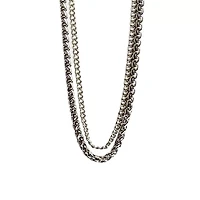 Multi-Pack Silvertone Braided Curb Chain Necklaces - 2 Pack