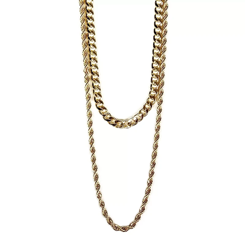 Multi-Pack Goldtone Curb Rope Chain Necklaces - 2 Pack