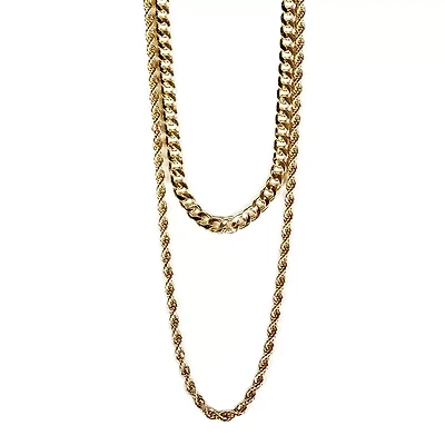 Multi-Pack Goldtone Curb Rope Chain Necklaces - 2 Pack