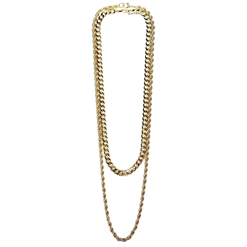 Multi-Pack Goldtone Curb Rope Chain Necklaces - 2 Pack