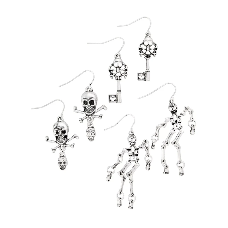 Multi-Pack Skeletal Dangle Earrings - 3 Pack