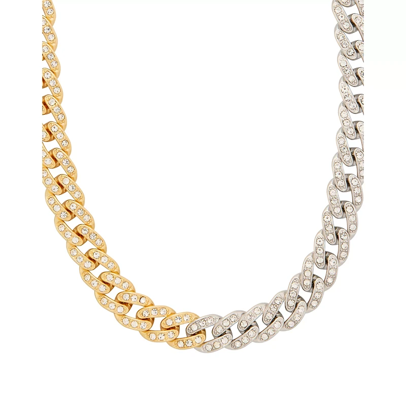 Mixed Silvertone and Goldtone Chain Choker Necklace