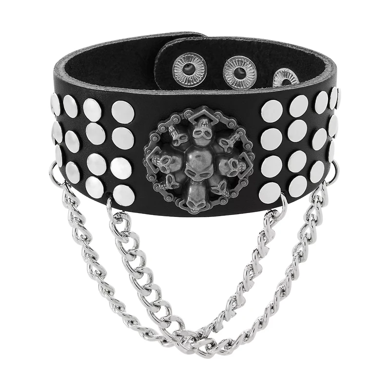 Skull Double Chain Cuff Bracelet