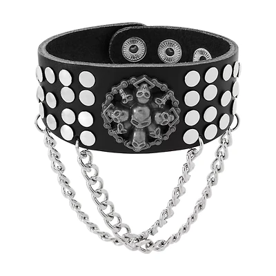 Skull Double Chain Cuff Bracelet