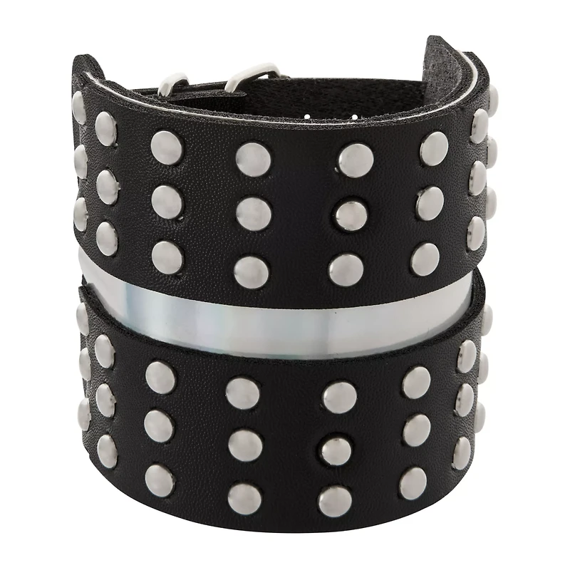 Black Double Buckle Studded Cuff Bracelet