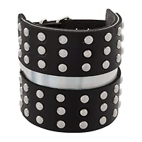 Black Double Buckle Studded Cuff Bracelet