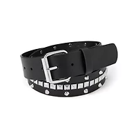 Black and Silvertone Studded Grommet Belt