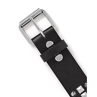 Black and Silvertone Studded Grommet Belt