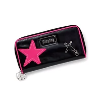 Playboy Large Star Patch and Safety Pin Zip Wallet