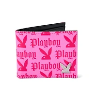 Hot Pink Embossed Playboy Logo Bifold Wallet