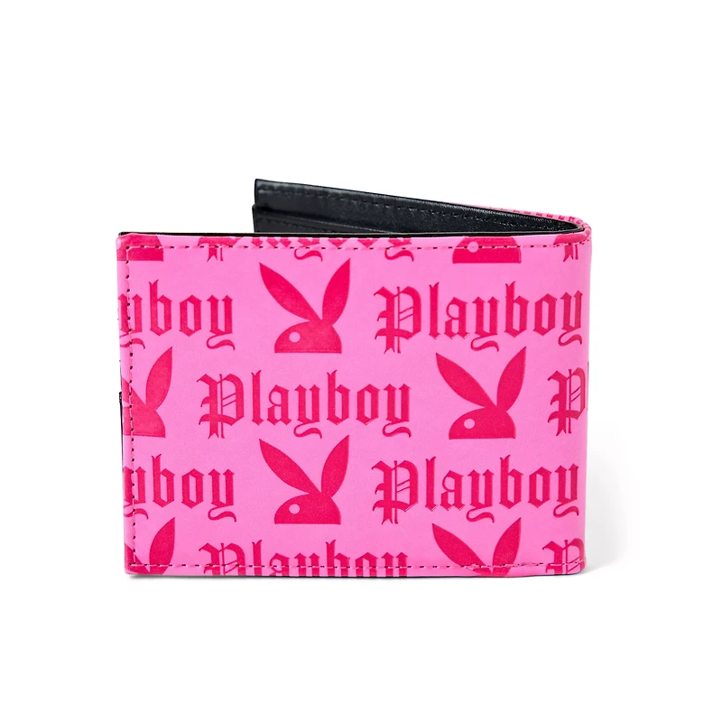 Hot Pink Embossed Playboy Logo Bifold Wallet