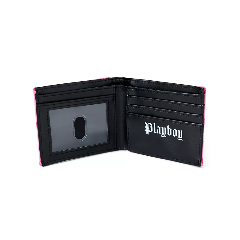 Hot Pink Embossed Playboy Logo Bifold Wallet