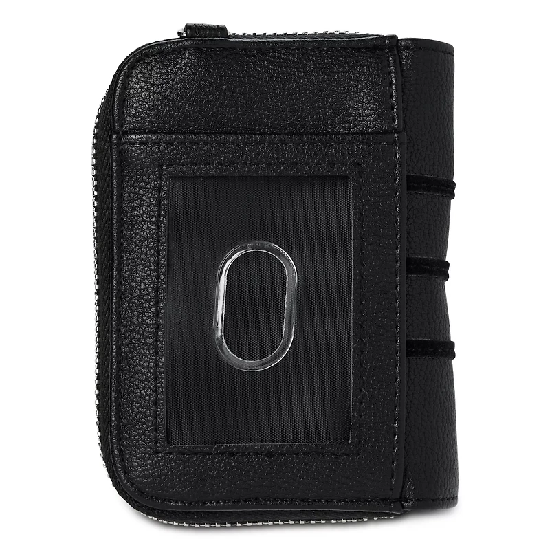 Black and Silver Ring Zip Wallet
