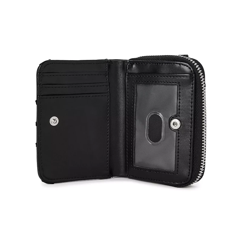 Black and Silver Ring Zip Wallet