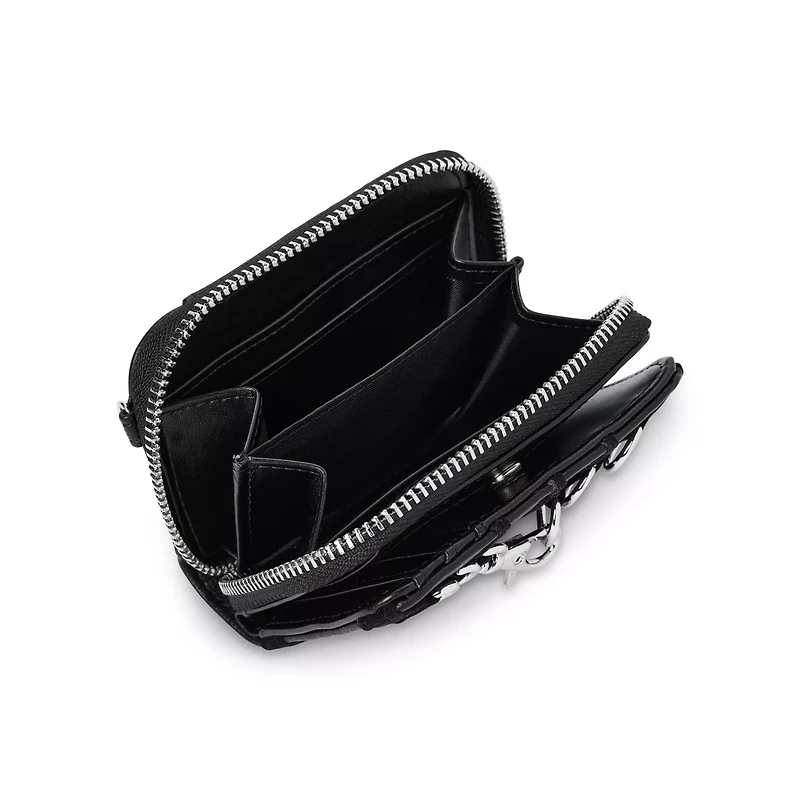 Black and Silver Ring Zip Wallet