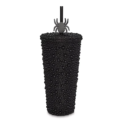 Rhinestone Studded Spider Cup with Straw - 20 oz.