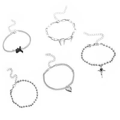 Multi-Pack Gothic Heart Spiked Bracelets - 5 Pack