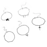 Multi-Pack Gothic Heart Spiked Bracelets - 5 Pack