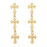 Gold Cross Dangle Earrings