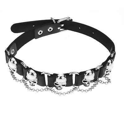 Studded Skull Chain Choker Necklace