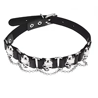 Studded Skull Chain Choker Necklace
