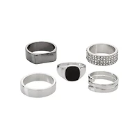 Multi-Pack Black Signet Ring Set - 5 Pack