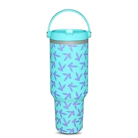 Blue and Purple Playboy Bunny Print Tumbler with Straw - 40 oz.