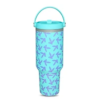 Blue and Purple Playboy Bunny Print Tumbler with Straw - 40 oz.
