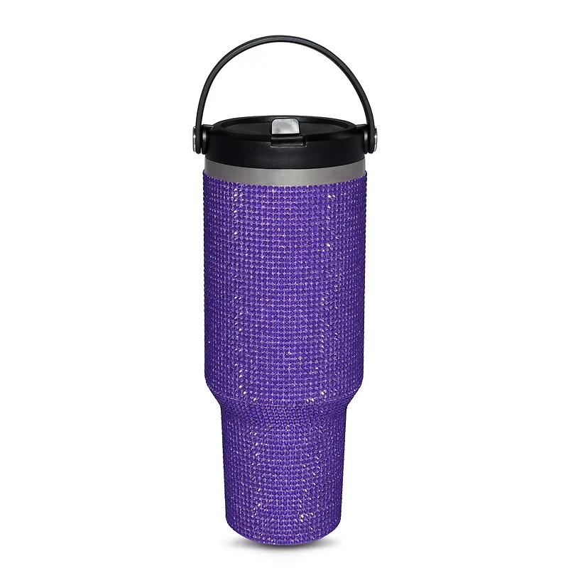 Purple Rhinestone Top Handle Travel Tumbler - 40 oz.