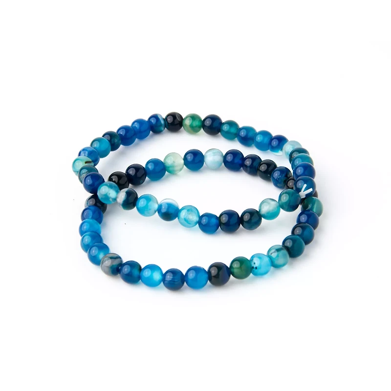 Multi-Pack Blue Agate Bead Bracelets - 2 Pack