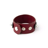 Maroon Leather Spiked Cuff Bracelet