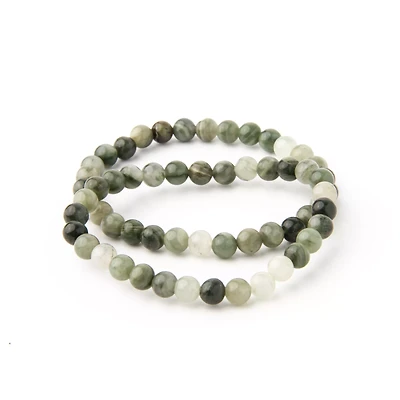 Green Onyx Beaded Bracelet - 2 Pack